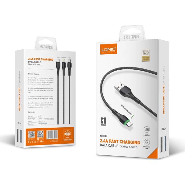 Cable Usb Tipo C LS521 Ldnio Negro