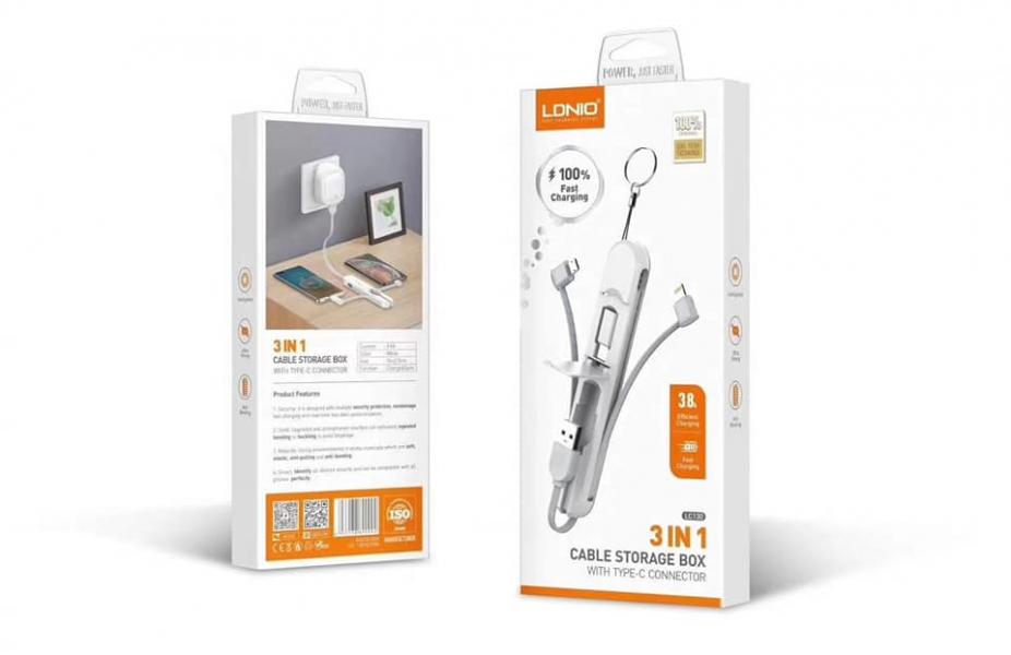 CABLE MULTIPLATAFORMA 3EN1 LC130 LDNIO BLANCO
