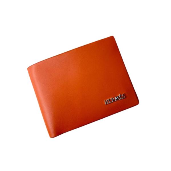 Billetera Marca Para Caballero Hermes Modelo 9243 Naranja