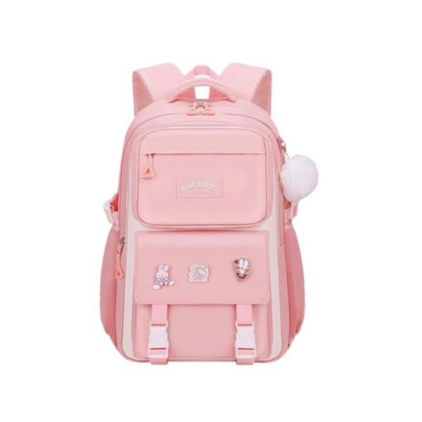 Bolso Escolar Con Diseño Modelo 1216 Rosado