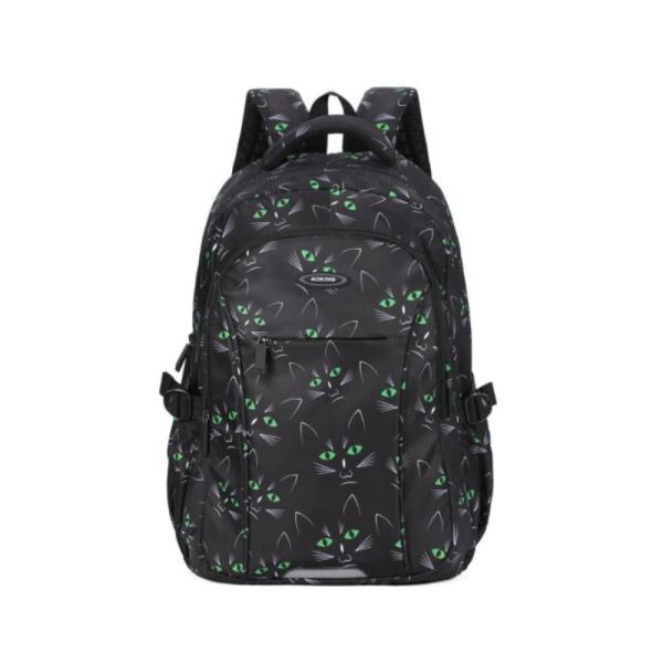 Bolso Espaldacon Diseño Modelo Gn62070-A Aoking Negro/Gato Ojos Verde