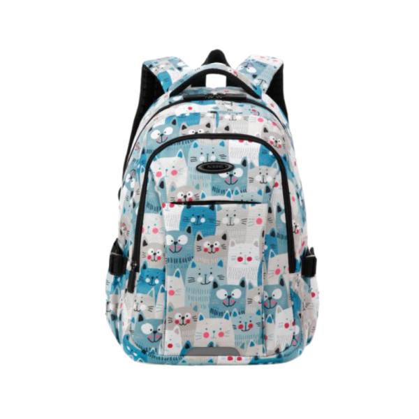 Bolso Espaldacon Diseño Modelo Gn62070B Aoking Celeste/Gato