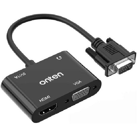 Cable Adaptador Vga Macho A Hdmi Vga Hembra Con Audio 3.5 Mm Otn-5138Hv Onten Negro Negro