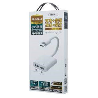 CABLE USB TIPO C MACHO A DUAL TIPO C HEMBRA SERIE REMINE RL-LA11A REMAX BLANCO