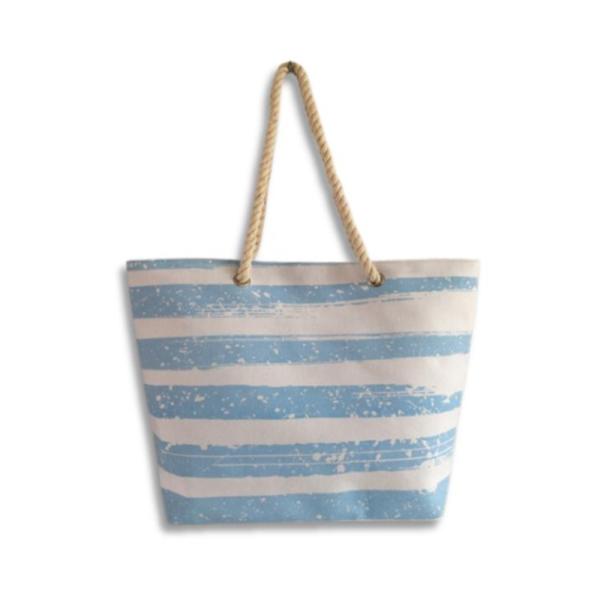 Bolso Playero Rayas Celeste Hf19287-3