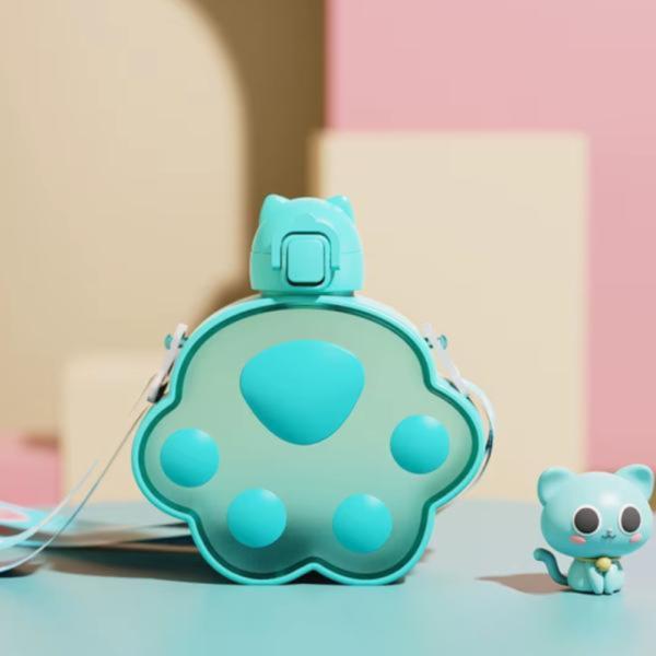 Botella Infantil 390Ml Modelo 2308 Con Diseño Huellita Celeste