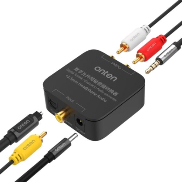 CONVERTIDOR TOSLINK FIBRA OPTICA COAXIAL R L AUDIO 3.5MM OTN-37506 ONTEN