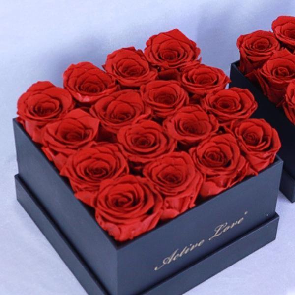 Caja De Rosas Preservadas L Rojo