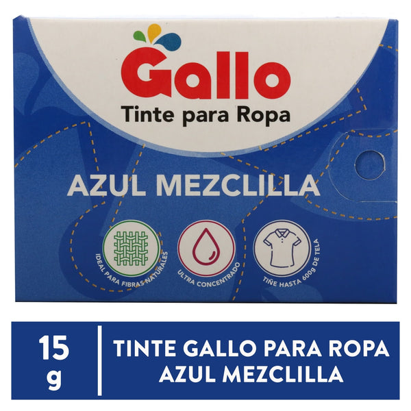 Tinte Gallo Para Ropa Color Azul Mezclilla - 15 G