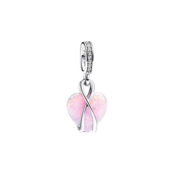 Charm Colgante Corazon Opalesecente Rosa Mamá Pandora