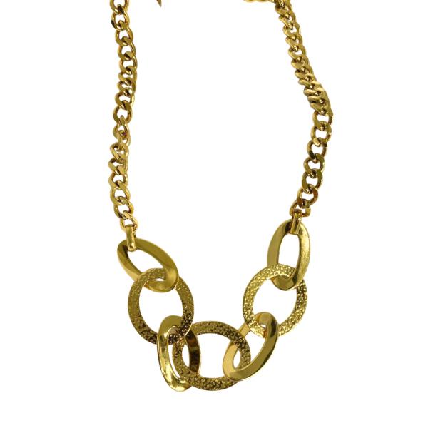 Collar De Acero Diseño Cadena Dorado