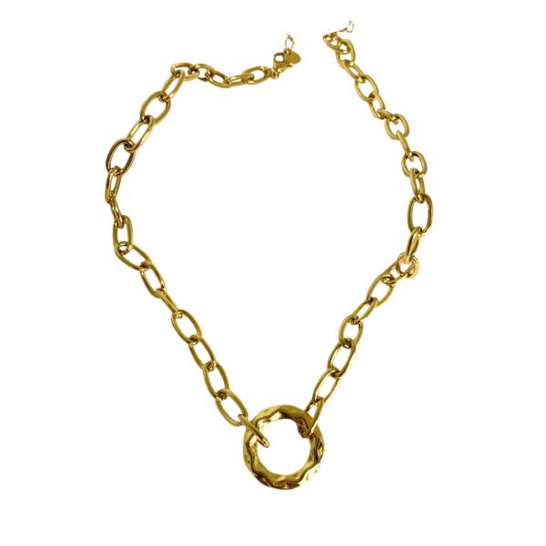 Collar De Acero Diseño Cadena Dorado