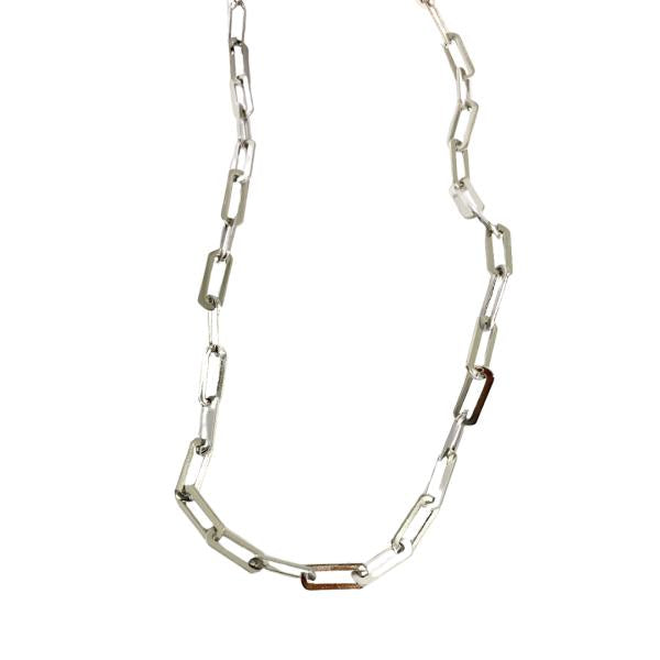Collar De Acero Diseño Cadena Plateado