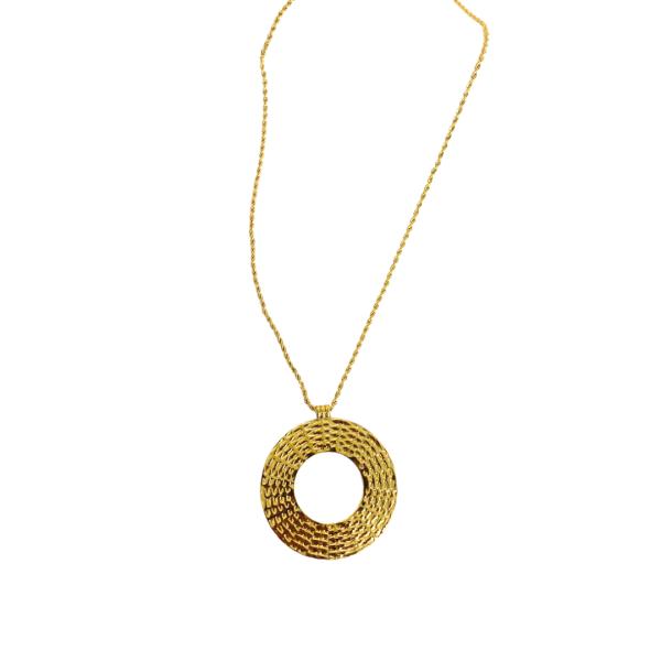 Collar De Acero Diseño Circulo Dorado