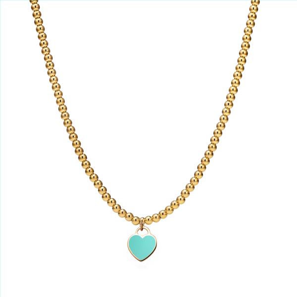 Collar Tiffanny & Co Diseño Corazon Verde Menta Dorado