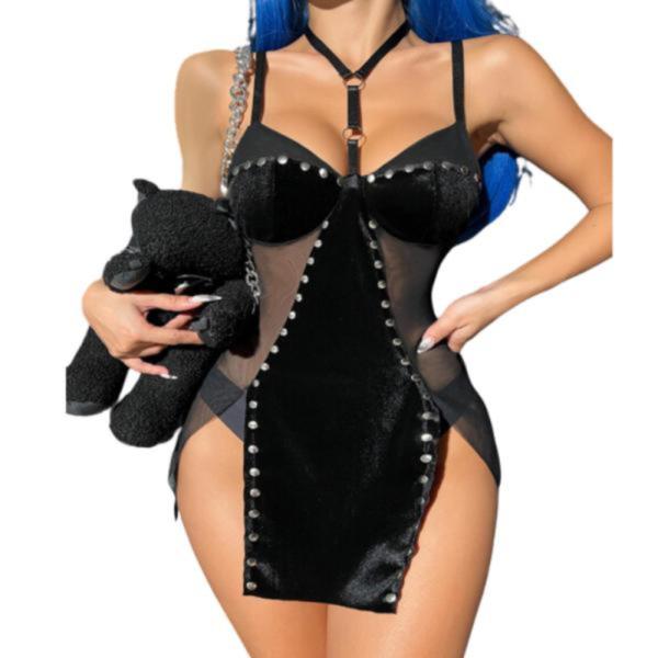 Conjunto Lenceria Yummy Modelo Ymgy205828 Negro S