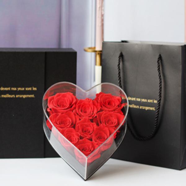 Corazon De Rosas Real Preservada S Rojo