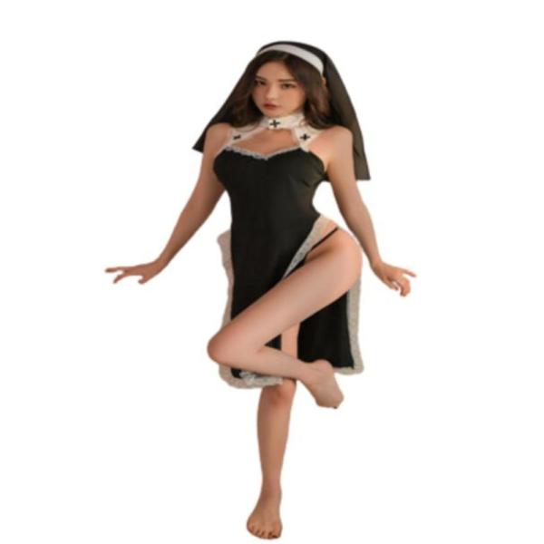 Disfraz Lenceria Diseño Monja Yummy Modelo Ymdm858521 Negro S