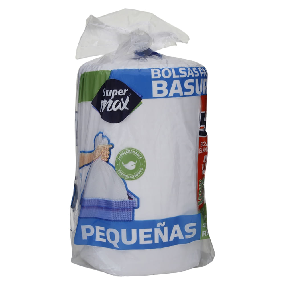 Bolsa Para Basura Supermax, Blanca Rollo Pequeña 50 Unidades