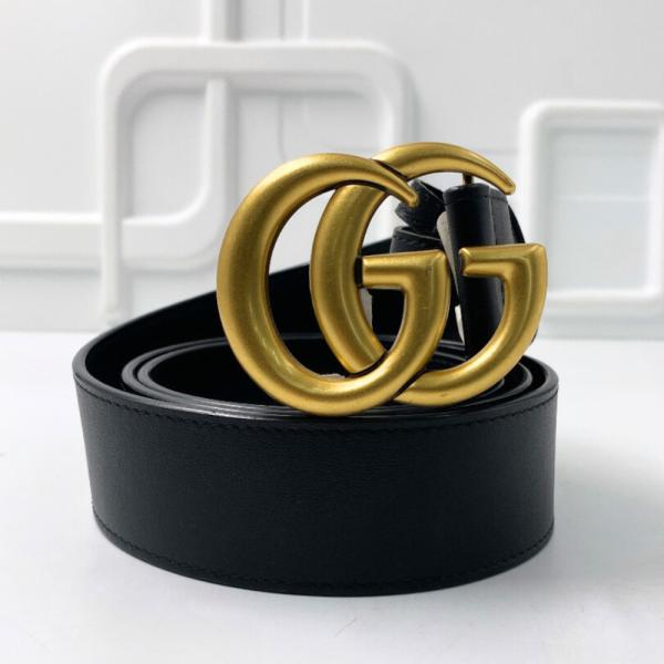 Faja Marca Gucci Hebilla Dorada Iniciales Gg Grande Negro