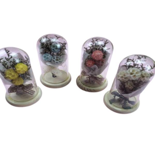 Flores Reales Preservadas En Domo Modelo 1192 Rosado
