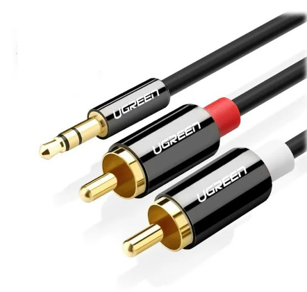CABLE 3.5MM MACHO A 2 RCA MACHO AV116 10583 UGREEN 1.5M GRIS