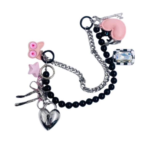Llavero Chunky Con Charm De Cuadros