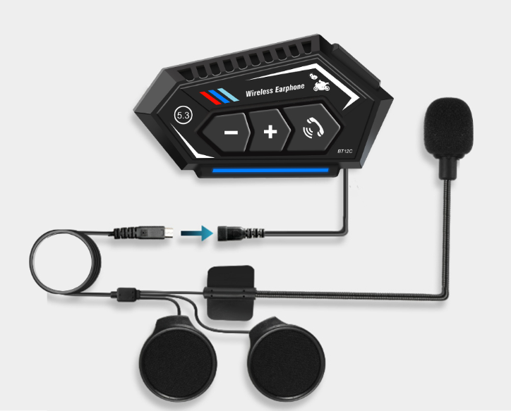 Audifono Manos Libres Bluetooth Para Casco Bt12C Negro