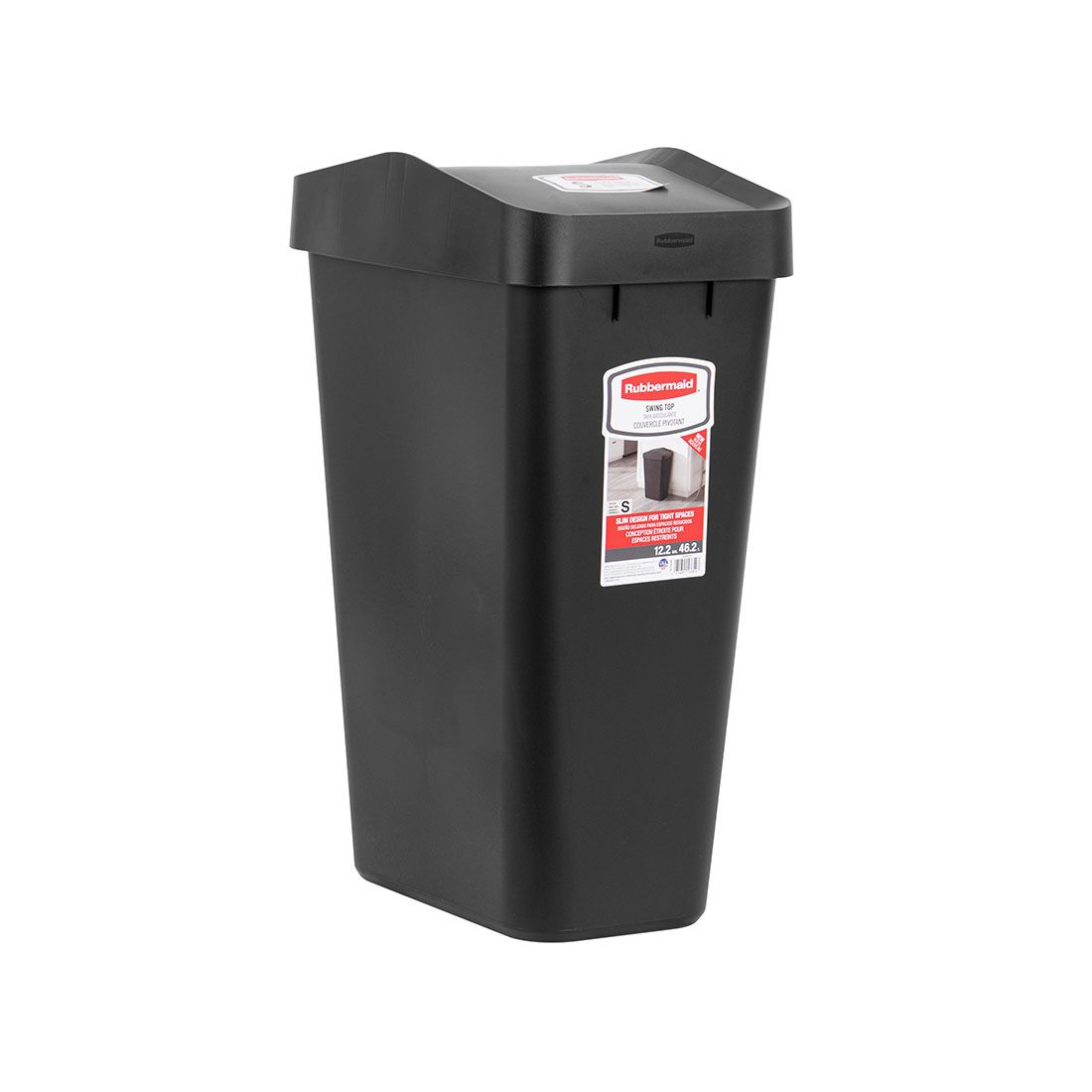 Basurero Negro Tapa Vaivén Plástico Rubbermaid 46.2lt