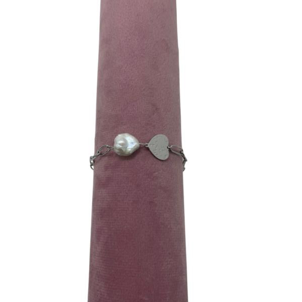 Pulsera De Acero Diseño Corazon Plateado