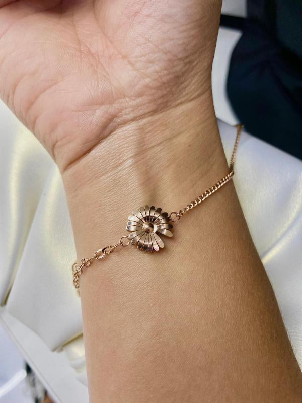 Pulsera De Acero Oro Rosa Margarita