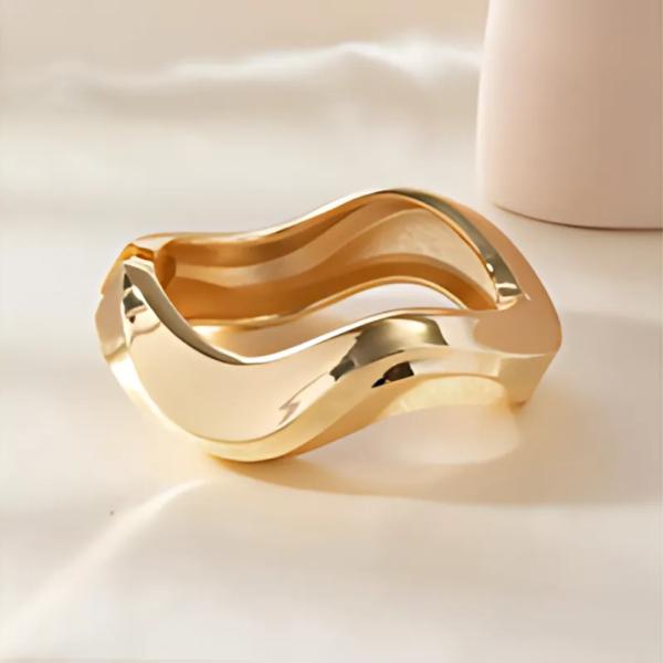 Pulsera DE Acero Rigida Gruesa Dorado