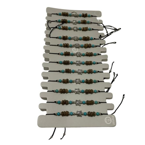 Pulsera De Hilo Diseño Tortuga Y Abalorios Modelo Hn1644