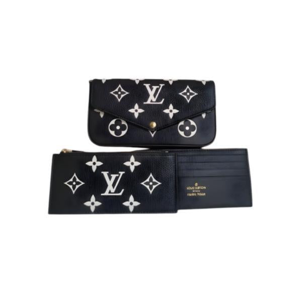 Set De Billetera 3 Piezas Para Dama Diseño Louis Vuitton Negro
