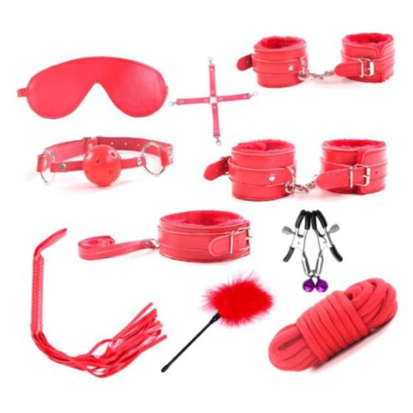 Set De Bondage 10 Piezas Sm 10 Set Rojo