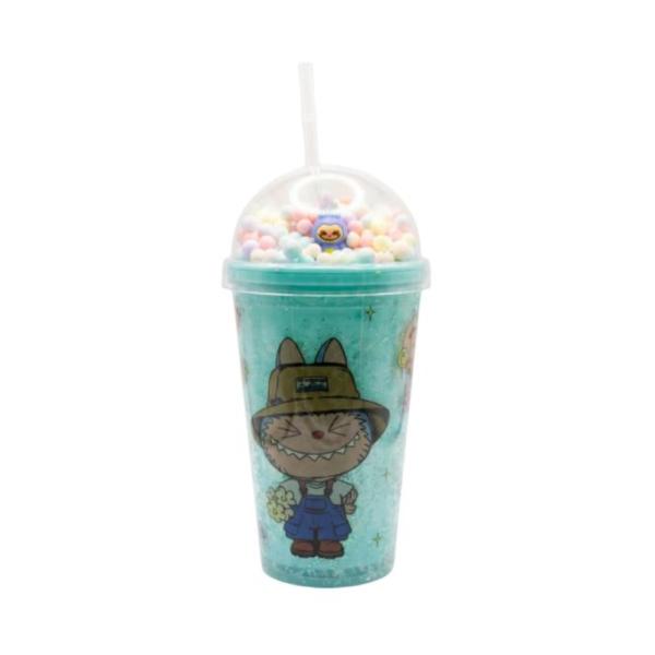 Vaso Infantil 450Ml Modelo X-304 Con Diseño Labubu Turquesa