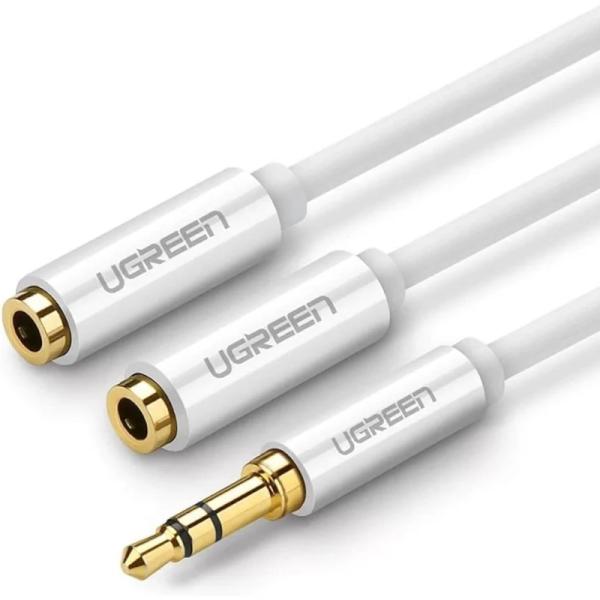 CABLE 3.5MM MACHO A 2 3.5MM HEMBRA AV134 10739 UGREEN 20CM BLANCO