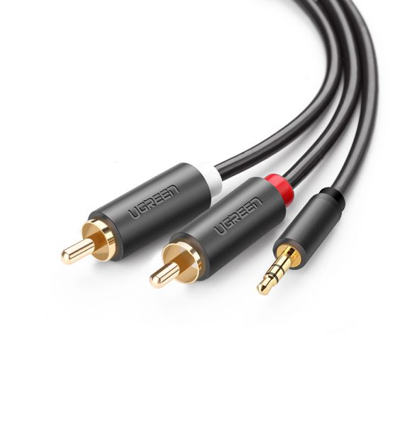 CABLE 3.5MM MACHO A 2 RCA MACHO AV102 10510 UGREEN 2M GRIS