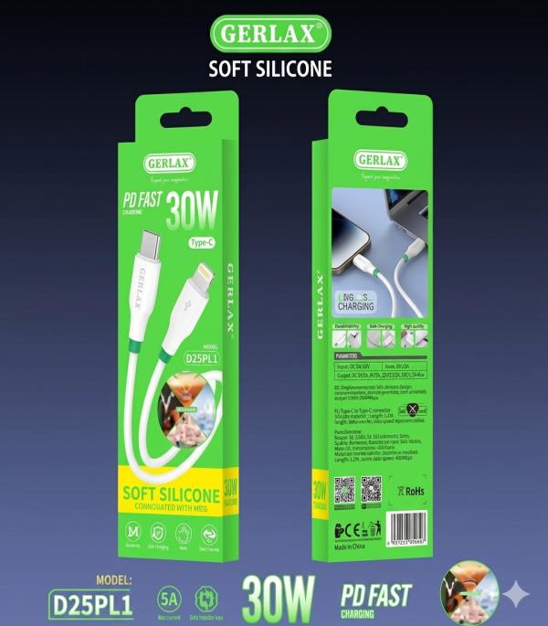 Cable Tipo C - Lightning D25Pl1 Gerlax 1M Blanco Blanco