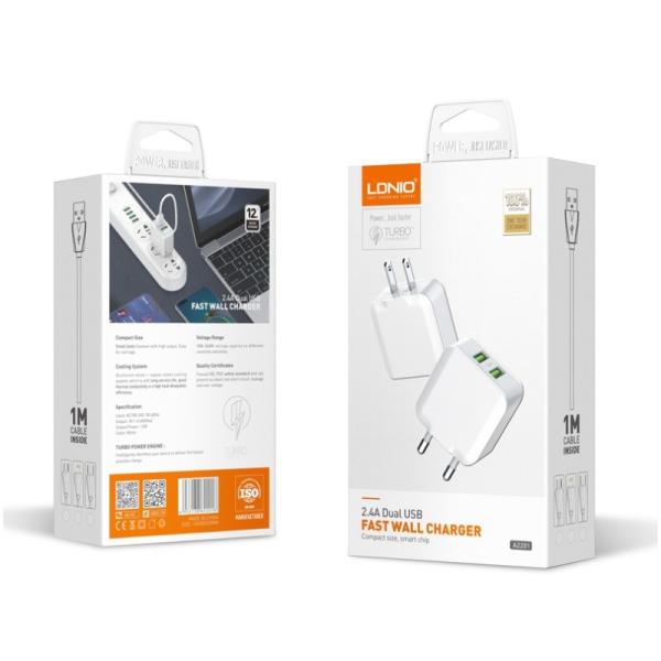 Cargador Casa A2201 Ldnio Micro B Blanco
