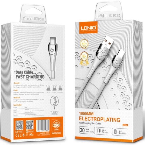 CABLE USB TIPO C LS861 LDNIO BLANCO