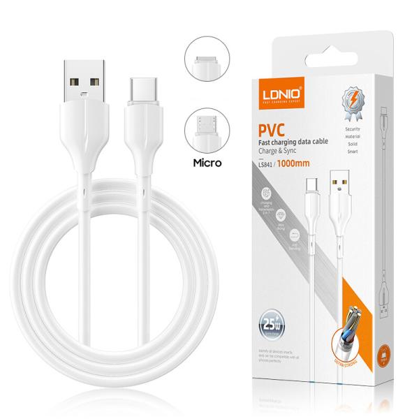 CABLE USB TIPO C LS891 LDNIO BLANCO
