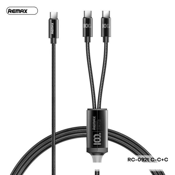 CABLE USB TIPO C-C RC-092T SERIE KERELLA REMAX NEGRO