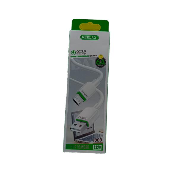 Cable Usb Micro B L12 Gerlax 1M Blanco