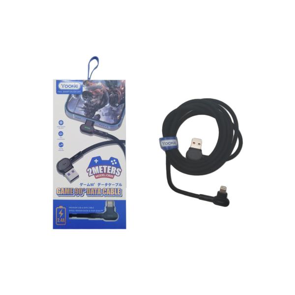 Cable Usb Ligthning CB26 Yookie Negro 2M