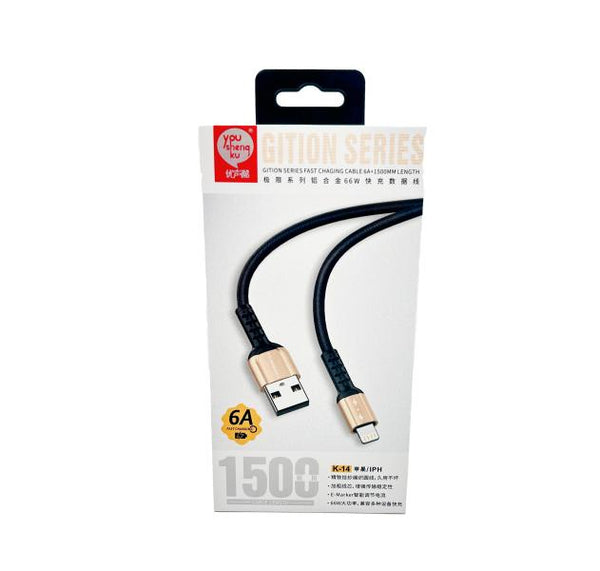 Cable Usb Ligthning K-14 Youshengku Negro
