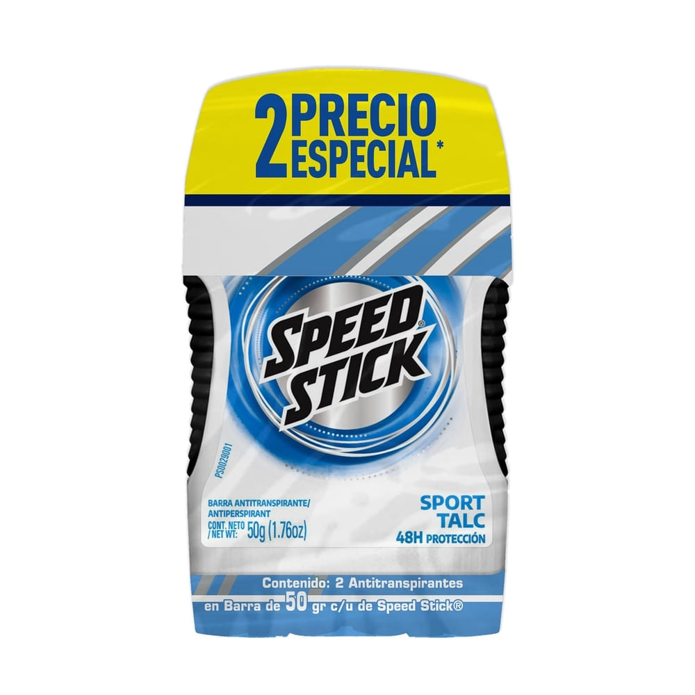 Desodorante Antitranspirante Speed Stick Sport Talc Barra 50 G 2 Pack