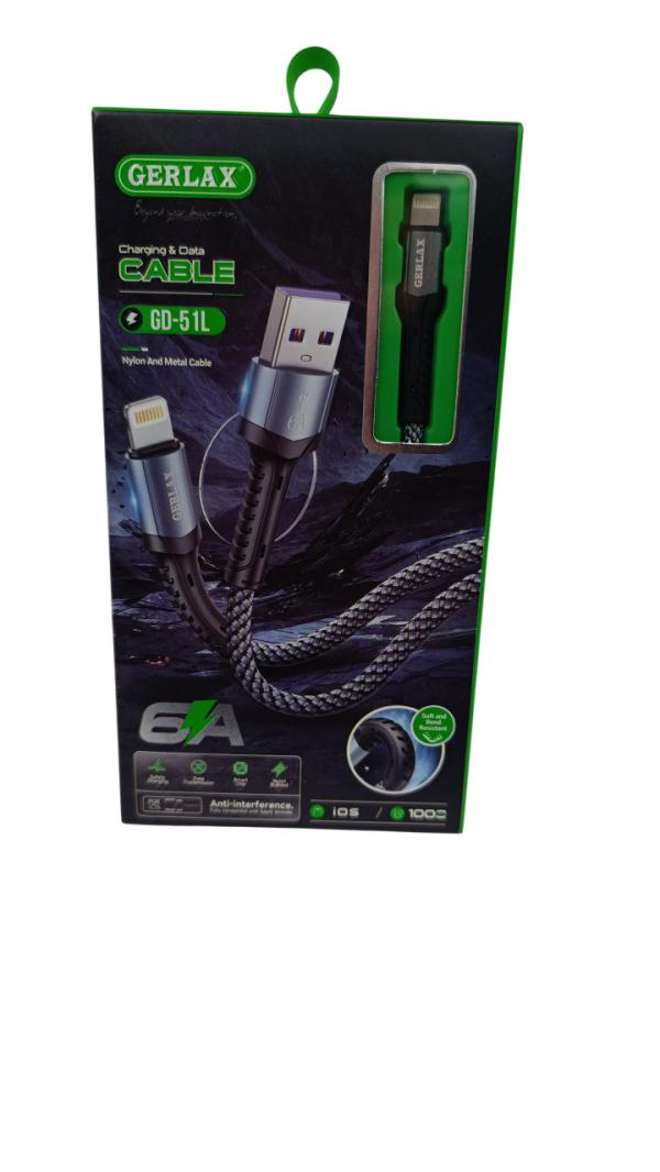CABLE USB LIGTHNING GD-51L GERLAX 1M GRIS