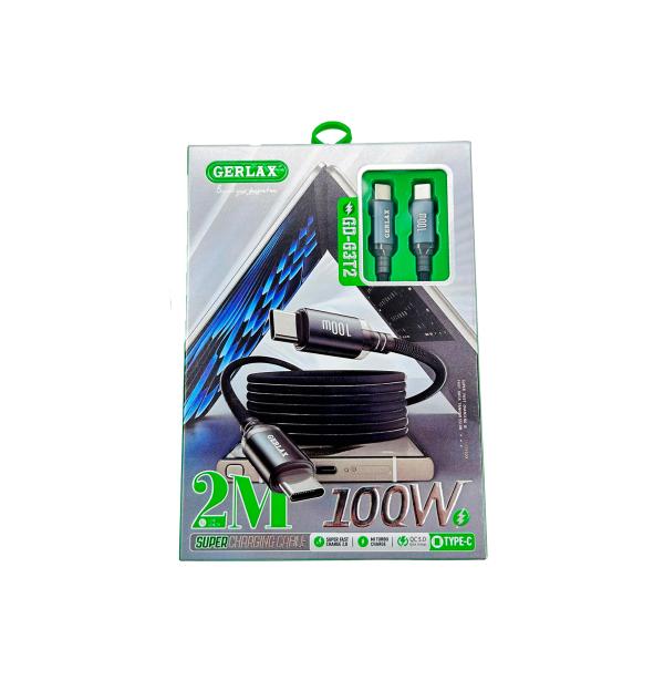 CABLE USB TIPO C GD-63T2 GERLAX C-C 2M NEGRO