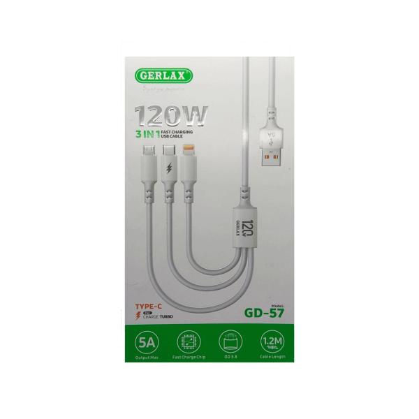 Cable Usb Multiplataforma Gd-57 Gerlax 1.2M Blanco